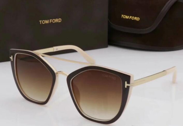 1pcs luxury top qualtiy New Fashion Tom Sunglasses For Man Woman Erika Eyewear ford Designer Brand buffalo horn Sun Glasses with box