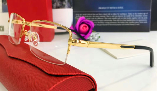 Best-selling glasses frame 18k half-frame gold-plated ultra-light optical glasses legs for men business style top quality with box 8200964