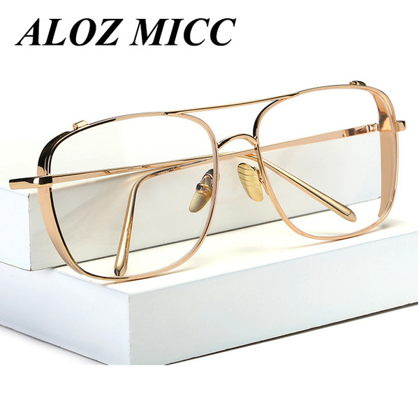 ALOZ MICC Brand Designer Square Framework Women Vintage Men Metal Clear Frame Eyeglasses New Oculos De Sol Lentes UV400 A217