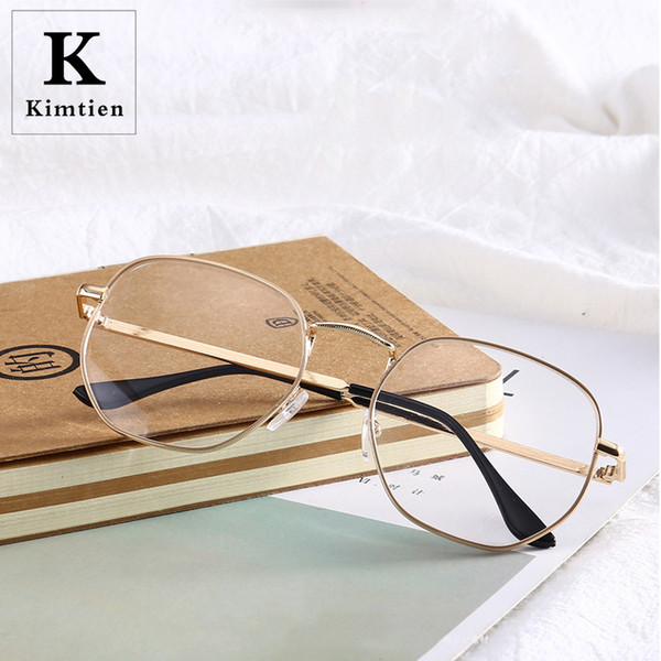 Vintage Gold Metal Frame Eyeglasses Mens Womens Sun glasses Retro Polygon Optical Lens Eyewear Nerd Clear Lens Glasses