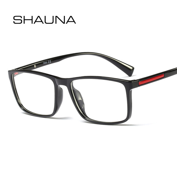 SHAUNA TR90 Ultralight Rectangle Eyeglasses Frame Men Resin Lens Optical Glasses