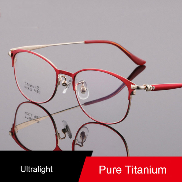 Pure Titanium Optical Glasses Women Men Eyewear Frames Ultralight Business Eyeglasses Clear Myopia Spectacles Round Glasses