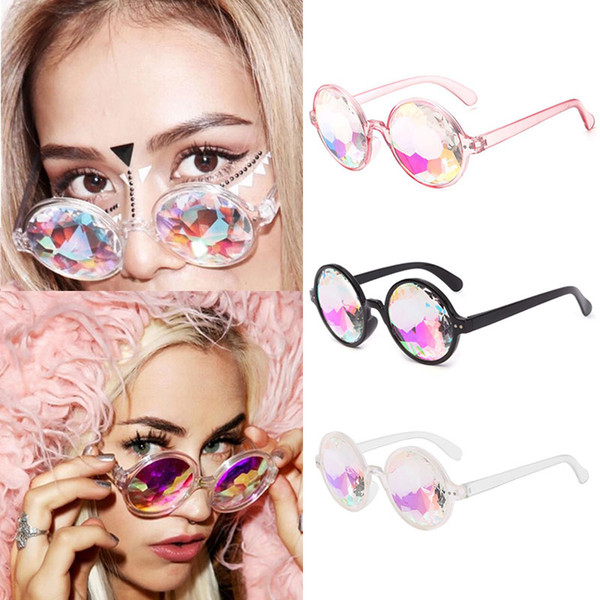 New 5pcs/lot Creative Personality Retro Colorful Kaleidoscope Sunglasses Carnival Men and Women Cool Mosaic Glass Fashion Party Accessories