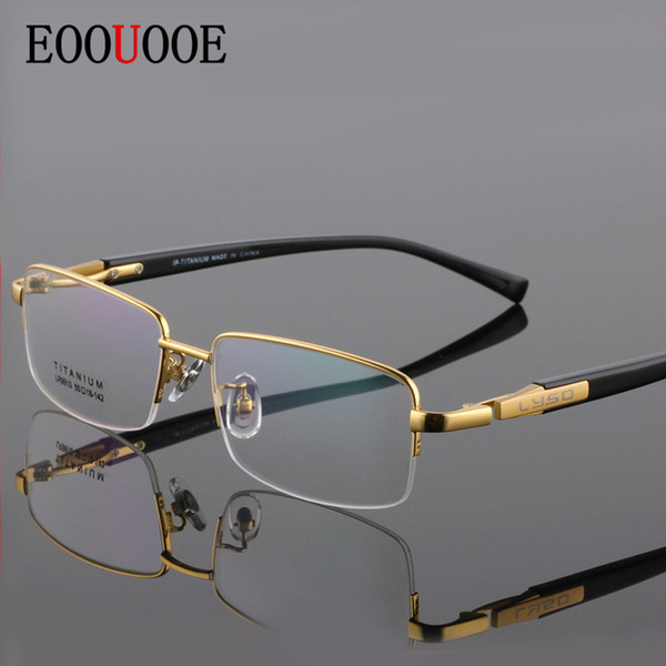 2019 Quality Titanium Glasses Frame For Men Square Semi-Rimless Design Glasses Gafas Myopia oculos de grau masculino Eyewear