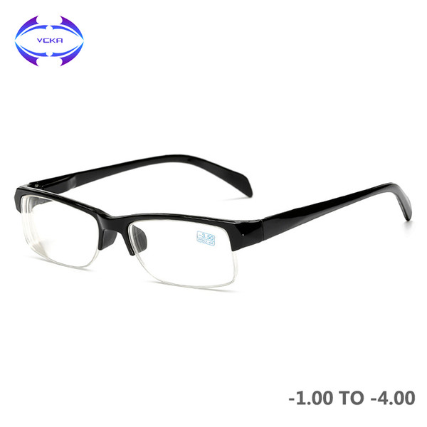 VCKA Diopter -1 -1.5 -2 -2.5 -3 -3.5 -4 Finished Myopia Glasses Men Women Metal Half Frame Shortsighted Glasses