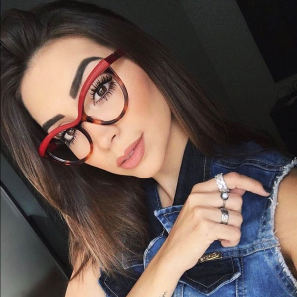 Transparent glasses frame ladies round solid frame of thick optical eyewear fashion brand designer black white glasses glasses frame compute