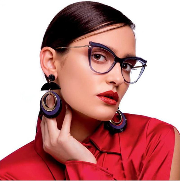 ladies cats eye glasses retro clear without diopters glasses frame women transparent eyeglass frame eyewear Female metal frame UV400