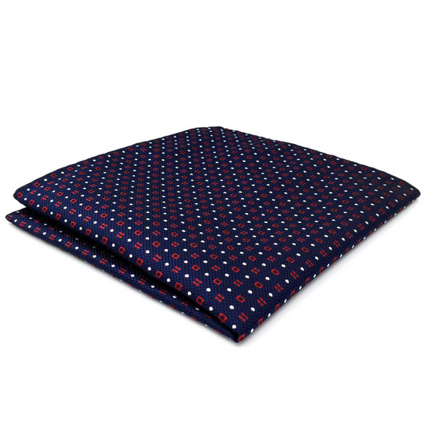 CH24 Navy Red White Dots Mens Pocket Square Silk Wedding Classic Handkerchief Brand New Accessory Hanky