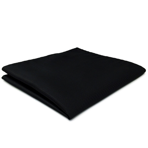 CH28 Silk Black Solid Mens Pocket Square Fashion Wedding Acceossories Hanky Brand New Handkerchief