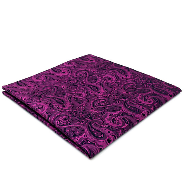 EH15 Purple Paisley Mens Pocket Square Silk Fashion Wedding Handkerchief Classic Dress Hanky Groom