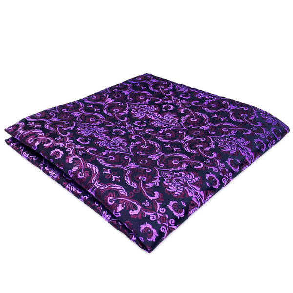 DH15 Purple Floral Mens Pocket Square Wedding Silk Classic Handkerchief Brand New Groom Hanky