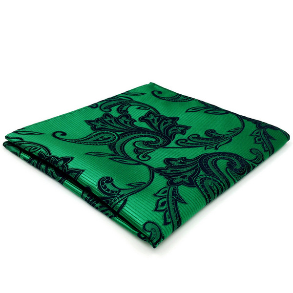 EH5 Green Paisley Silk Mens Pocket Square Wedding Fashion Handkerchief Novelty Groom Accessory Hanky