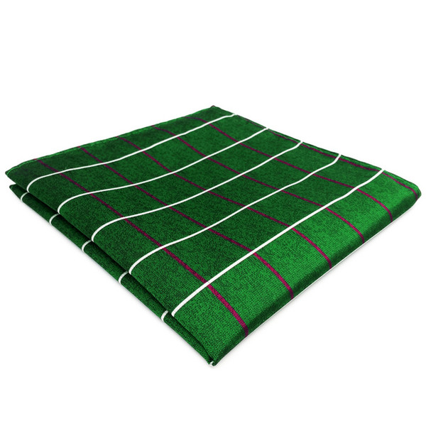 EH28 Dark Green Checkes Silk Mens Pocket Square Dress Classic Handkerchief Fashion Groom Hanky