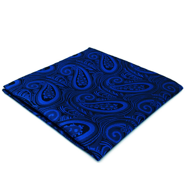 EH7 Blue Paisley Mens Pocket Square Silk Fashion Handkerchief Classic Dress Hanky Groom