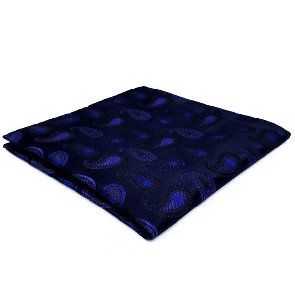 DH14 Navy Paisley Mens Pocket Square Silk Wedding Classic Handkerchief Novelty Fashion Groom Hanky