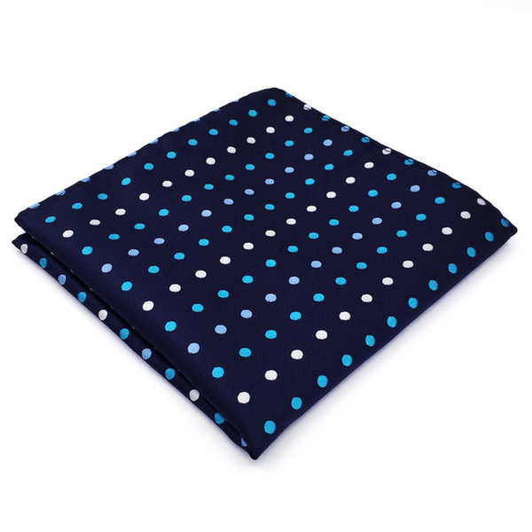 BH24 Navy Polka Dots Silk Mens Pocket Square Fashion Classic Handkerchief Dress Hanky