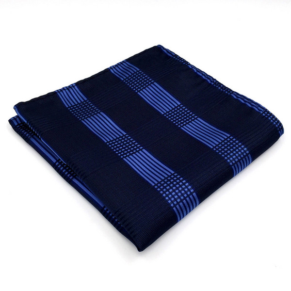 BH22 Navy Checkes Silk Mens Pocket Square Fashion Classic Handkerchief Dress Hankies