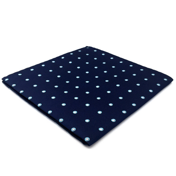 EH24 Navy Polka Dots Silk Mens Pocket Square Dress Classic Handkerchief Wedding Fashion Hanky