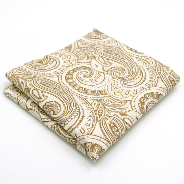 AH06 Cream Paisley Silk Jacquard Woven Classic Fashion Pocket Square Brand New Mens Hanky