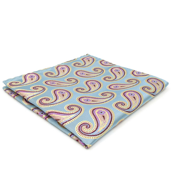 AH01 Paisley Turquoise Multicolor Silk Jacquard Woven Fashion Handkerchief Classic Mens Hanky