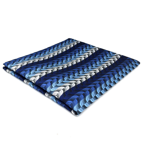 DH23 Blue Ripple Mens Pocket Square Silk Fashion Novelty Handkerchief Brand New Groom Hanky