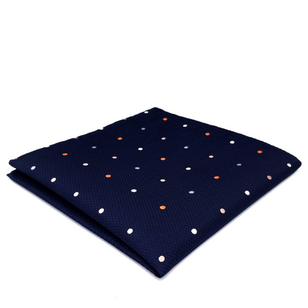 DH12 Navy Polka Dots Mens Pocket Square Silk Classic Handkerchief Fashion Groom Dress Hanky