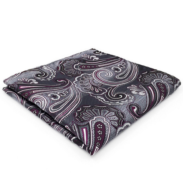 CH3 Black Purple Paisley Silk Mens Pocket Square Wedding Fashion Classic Hanky Dress Handkerchief