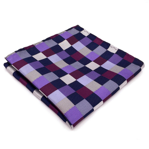 BH2 Checkes Purple Multicolor Mens Pocket Square Silk Fashion Classic Handkerchief Brand New Hanky