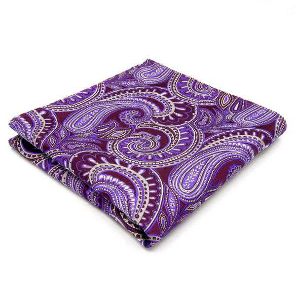 KH12 Handkerchief Hanky Paisley Purple Lavender Handkerchieves Men's Ties Jacquard Woven Pocket Square Brand New