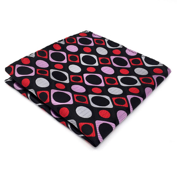 QH3 Pattern Pink Red Black Handkerchiefs Neckties Silk Hanky Pocket Square Silk Big Size Wedding