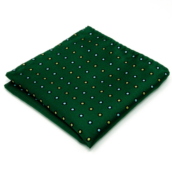 AH16 Green Blue Yellow Mens Pocket Square Polka Dots Silk Fashion Classic Handkerchief Wedding