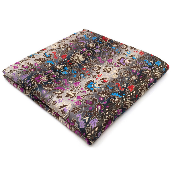 PH12 Floral multi-color Pocket Square Mens Neckties Jacquard Woven Handkerchief Hanky