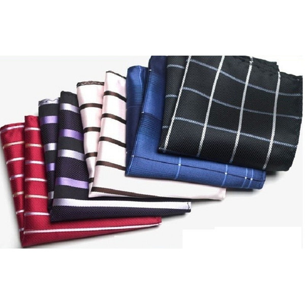 men's hand kerchief strips check pocket square henky hankie pocket towels formal wedding accessories hand towel 5 pcs/lot