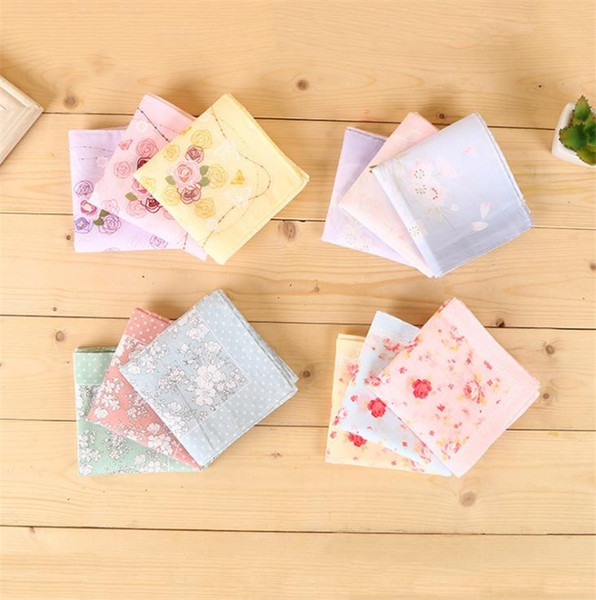 Combed cotton printed handkerchief Japanese handkerchief square towel embroidered handkerchief pure cotton tea Handkerchiefs C0210