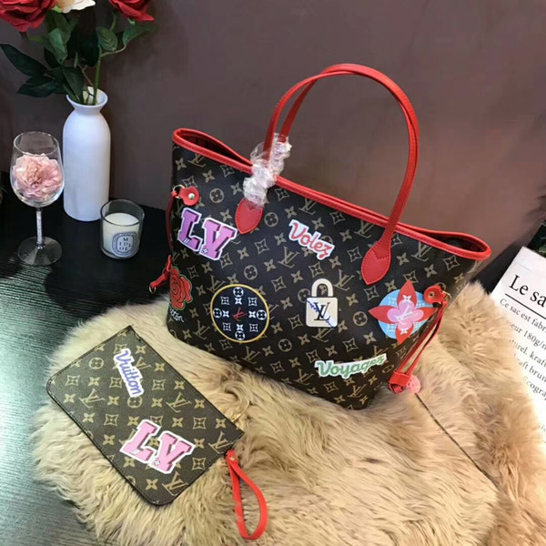 1flouis vuitton NEVERFULL HANDBAGS+WALLET WOMEN 100% GENUINE LEATHER SHOULDER BAGS 2019 MESSENGER BAGS PURSE CLUTCH TOTE 1 louis