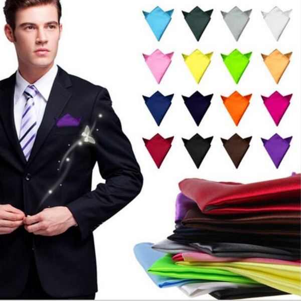 2016 Fashion Solid Color Classic Men Handkerchief Square Into Male Suit Pocket Towel White Black Blue Red 22*22cm JJ-4