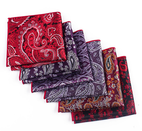 Spot pocket towel men's polyester, European and American Vintage cashew flower Paisley pattern square towel men's suit handkerchief