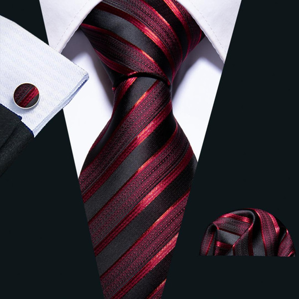 2019 New Wedding Gift Men Tie Red Gold Paisley Striped Fashion Ties For Men Business Dropshiping Barry.Wang Groom Tie DS-0337