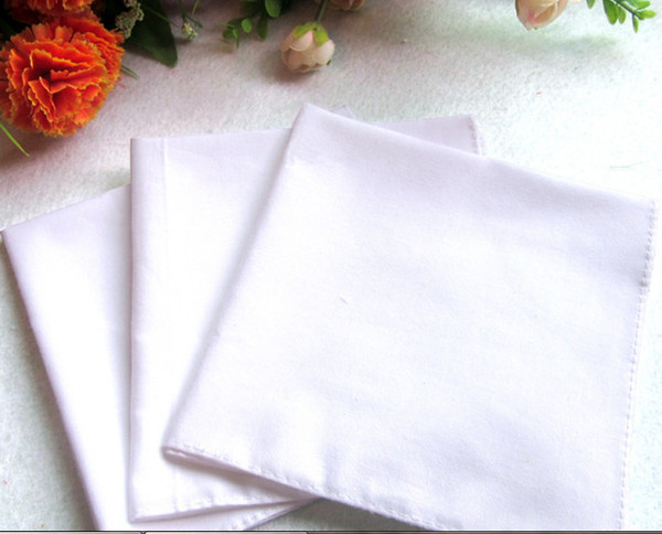 White Hankerchiefs 100% Cotton Handkerchiefs Women Men 41cm*41cm Pocket Square Wedding Plain DIY Print Draw Hankie