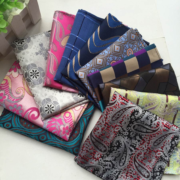 (20 pcs/lot) Wholesale Men's 100% Silk Handkerchief Luxury Geometric Floral Pocket Square Men Chest Towel Wedding Party Hankies