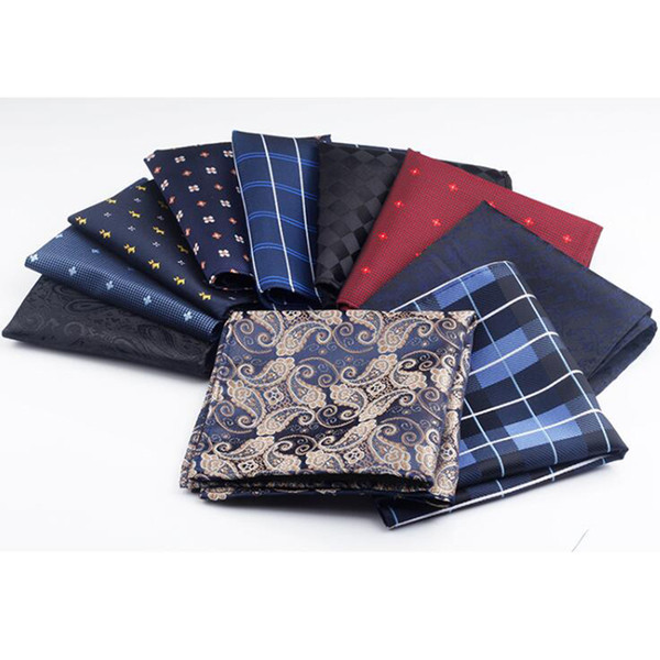 Hot Sale Handkerchiefs Woven Plaid Paisly Striped Hanky Men's Business Casual Square Pockets Handkerchief Wedding Hankies