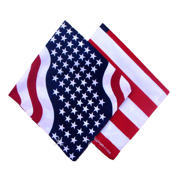 Wholesale American flag square, printed scarf, polyester and cotton printing large handkerchief, flag square, free shipping