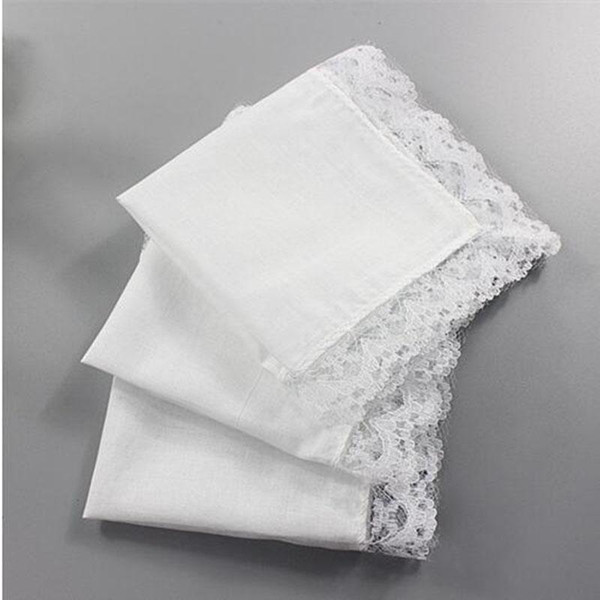 White Lace Thin Handkerchief Woman Wedding Gifts Party Decoration Cloth Napkins Plain Blank DIY Handkerchief 25*25cm