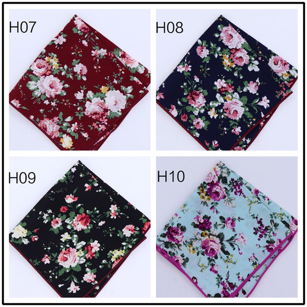 Fashion Men's cravat scarf Flower Handkerchiefs Cotton Pocket Square Hankies Men Business Square Pockets Hanky Handkerchief Ties Accessories