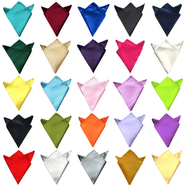 Mens Wedding Solid Color Satin Pocket Square Handkerchief Hanky