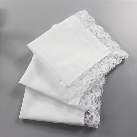 Handmade Cotton Handkerchiefs Pure White Lace Handkerchief