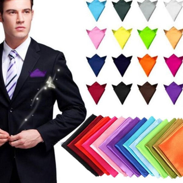 2018 Fashion Solid Color Classic Men Handkerchief Square Into Male Suit Pocket Towel White Black Blue Red 22*22cm