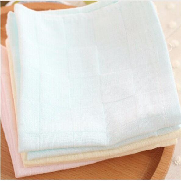 Wholesale- 4pcs/lot Teague cotton double gauze handkerchief baby bibs small square solid color towel A-XBK-KSJ014-4