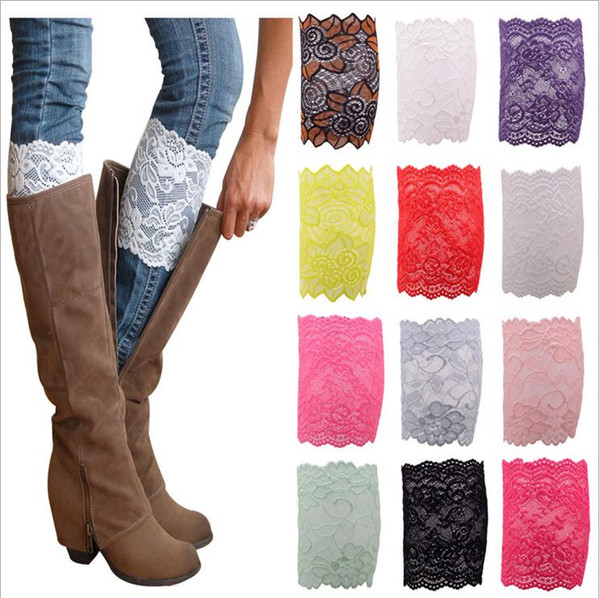 Lace Leg Warmers Flower Lace Boot Cuffs Women Fashion Stretch Trim Toppers Short Boot Socks Wedding Bride Handkerchiefs YYA686