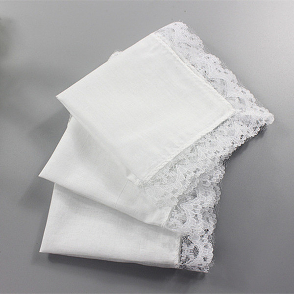 White Lace Thin Handkerchief Woman Wedding Gifts Party Decoration Cloth Napkins Plain Blank DIY Handkerchief 23*25cm YD0122